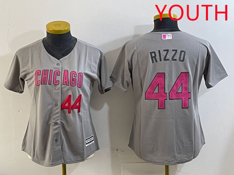 Youth Chicago Cubs 44 Rizzo Grey Fashion Game 2025 Nike MLB Jersey style 4